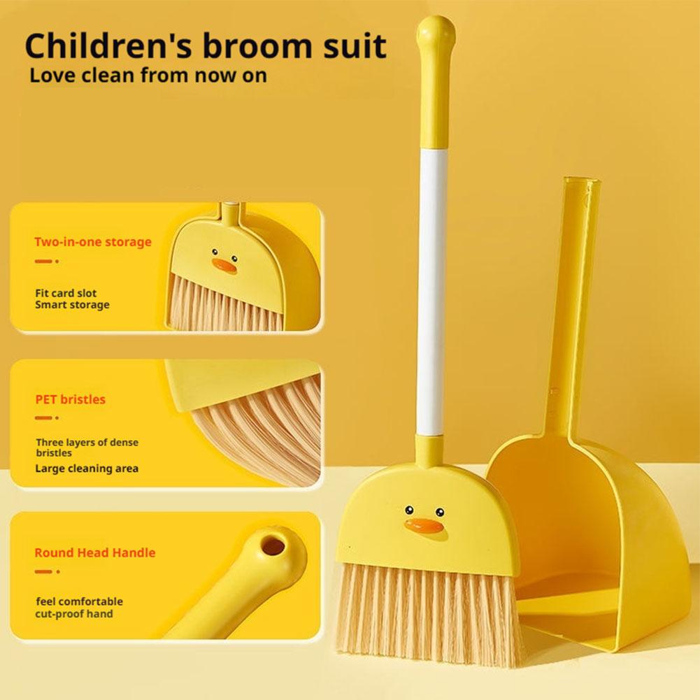 Kids Outdoor Broom - ชุดไม้กวาดและที่ตักขยะสำหรับเด็ก วัสดุ PP เกรดอาหาร ชุดสามชิ้น อุปกรณ์ทำความสะอาดสำหรับเด็กเล็ก