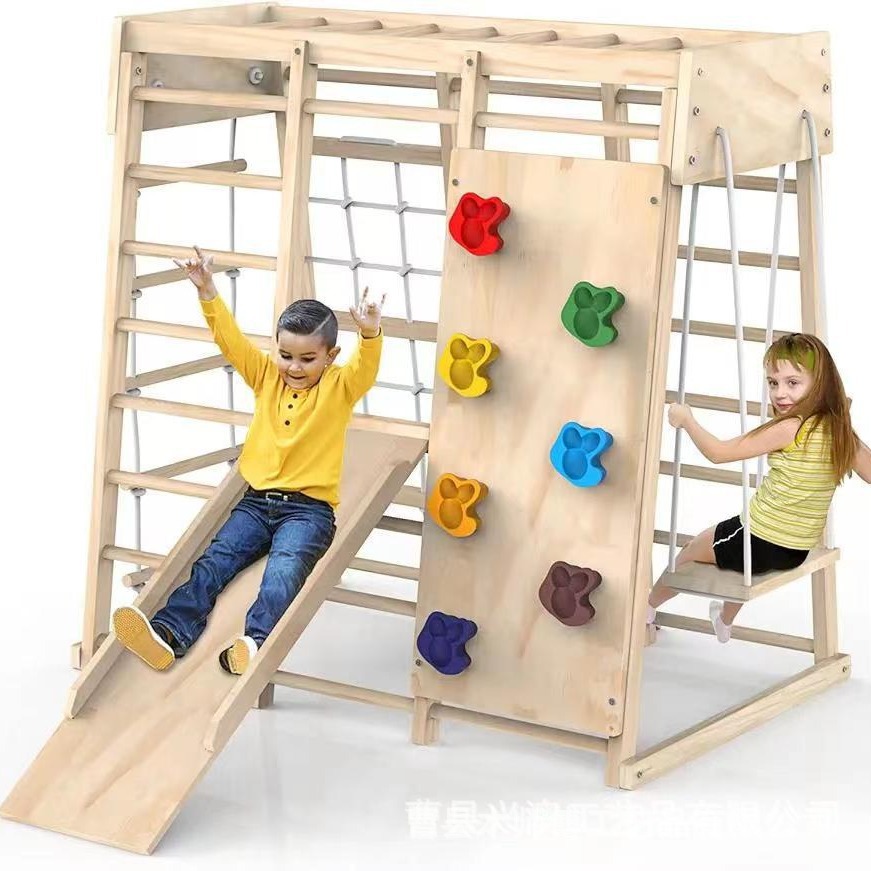 ชุดของเล่นปีนป่ายสามเหลี่ยมไม้ - Kids Outdoor Climbing Frame บทวิจารณ์และราคา