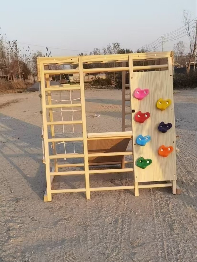 ชุดของเล่นปีนป่ายสามเหลี่ยมไม้ - Kids Outdoor Climbing Frame บทวิจารณ์และราคา