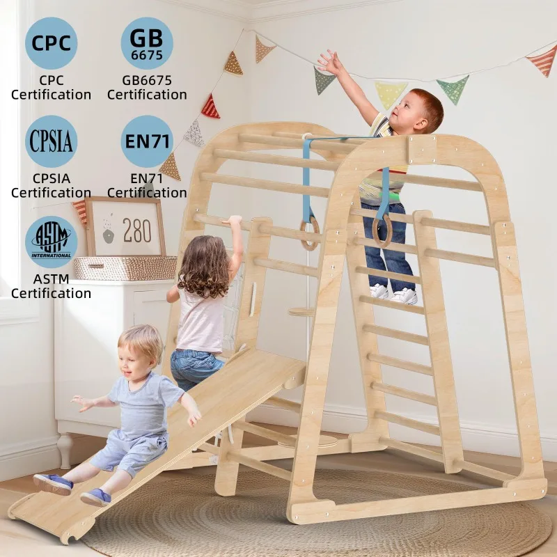 สไลเดอร์ไม้เนื้อแข็งสำหรับเด็ก - Kids Outdoor Climbing Frame บทวิจารณ์และราคา