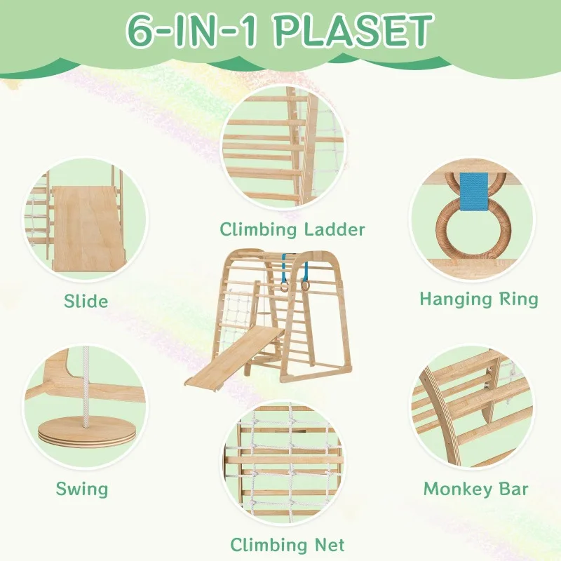 สไลเดอร์ไม้เนื้อแข็งสำหรับเด็ก - Kids Outdoor Climbing Frame บทวิจารณ์และราคา