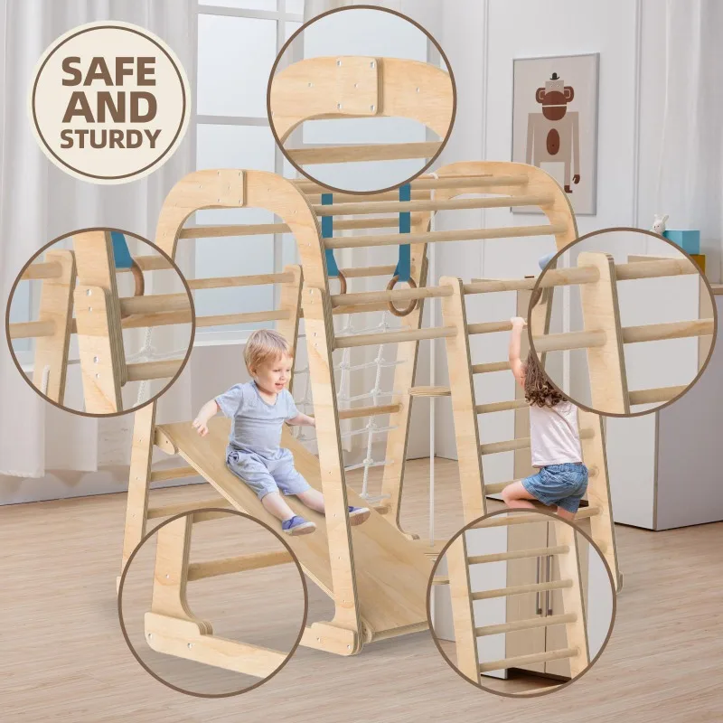 สไลเดอร์ไม้เนื้อแข็งสำหรับเด็ก - Kids Outdoor Climbing Frame บทวิจารณ์และราคา